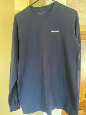 Patagonia Navy Blue Long Sleeve Logo Tee